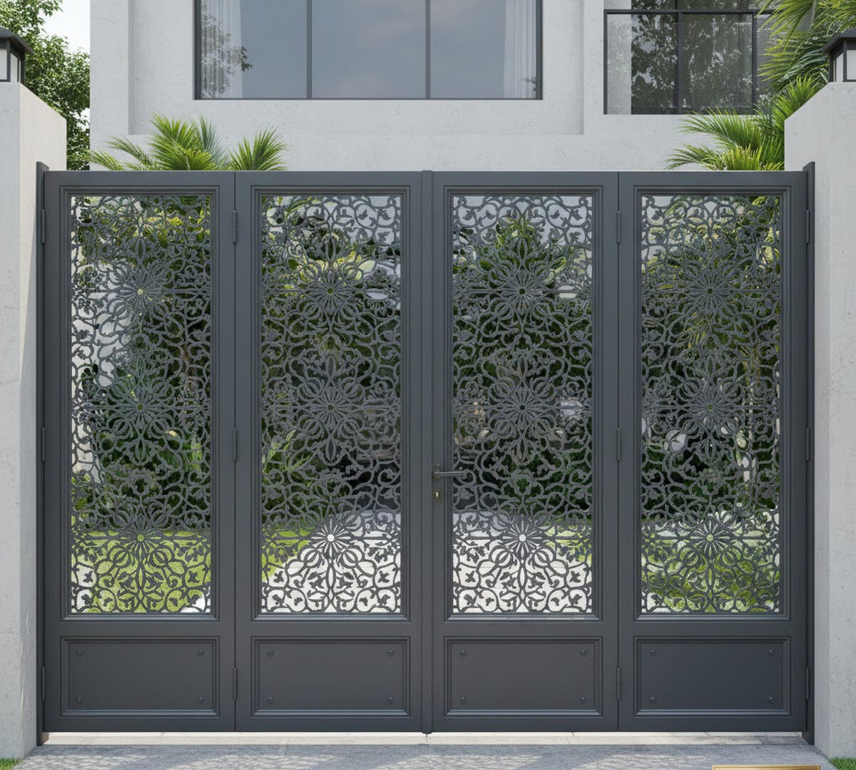 Cửa inox 4 cánh sơn tĩnh điện