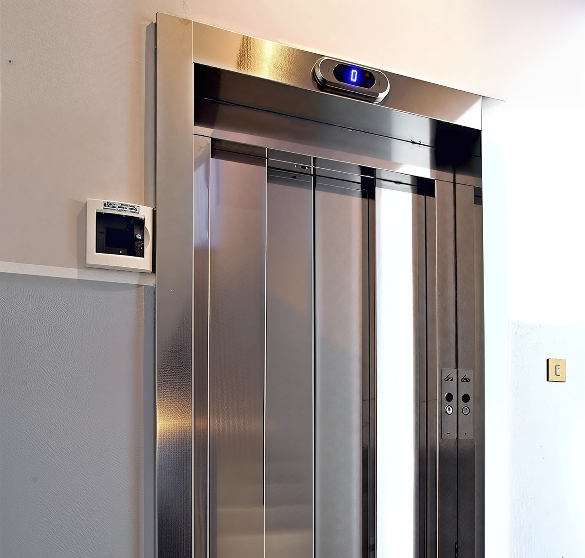 Mẫu ốp inox thang máy trắng gương