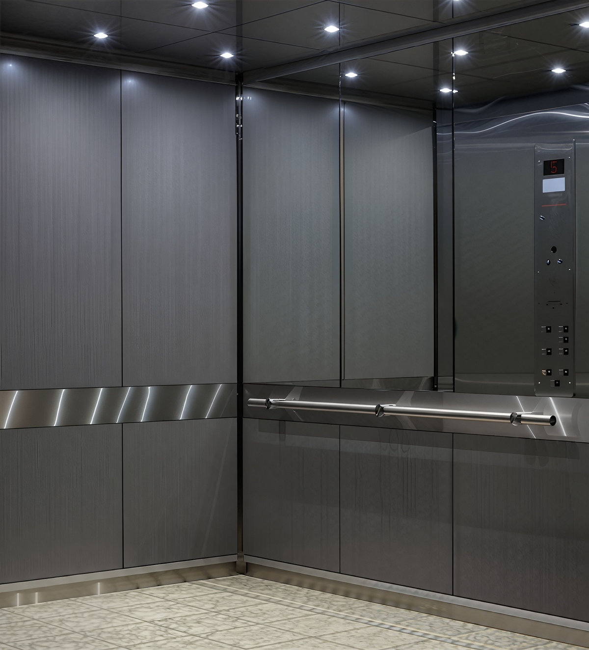 Mẫu ốp inox thang máy xước