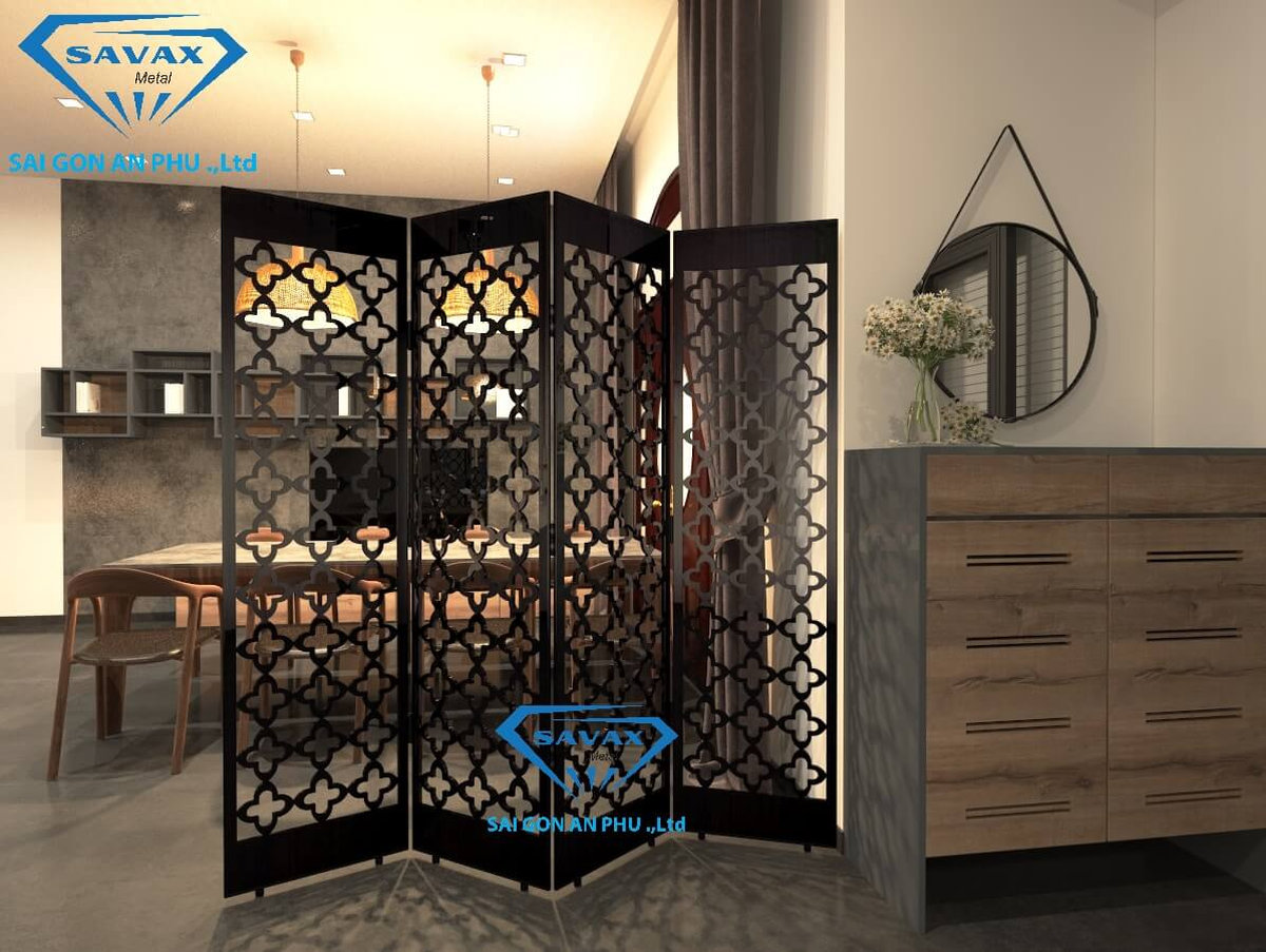 Vách ngăn CNC inox trang trí nội thất