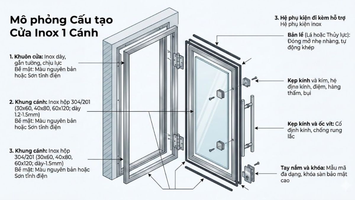 Cửa inox 1 cánh kín