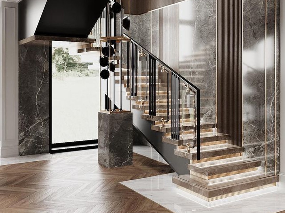 Cầu thang kính inox