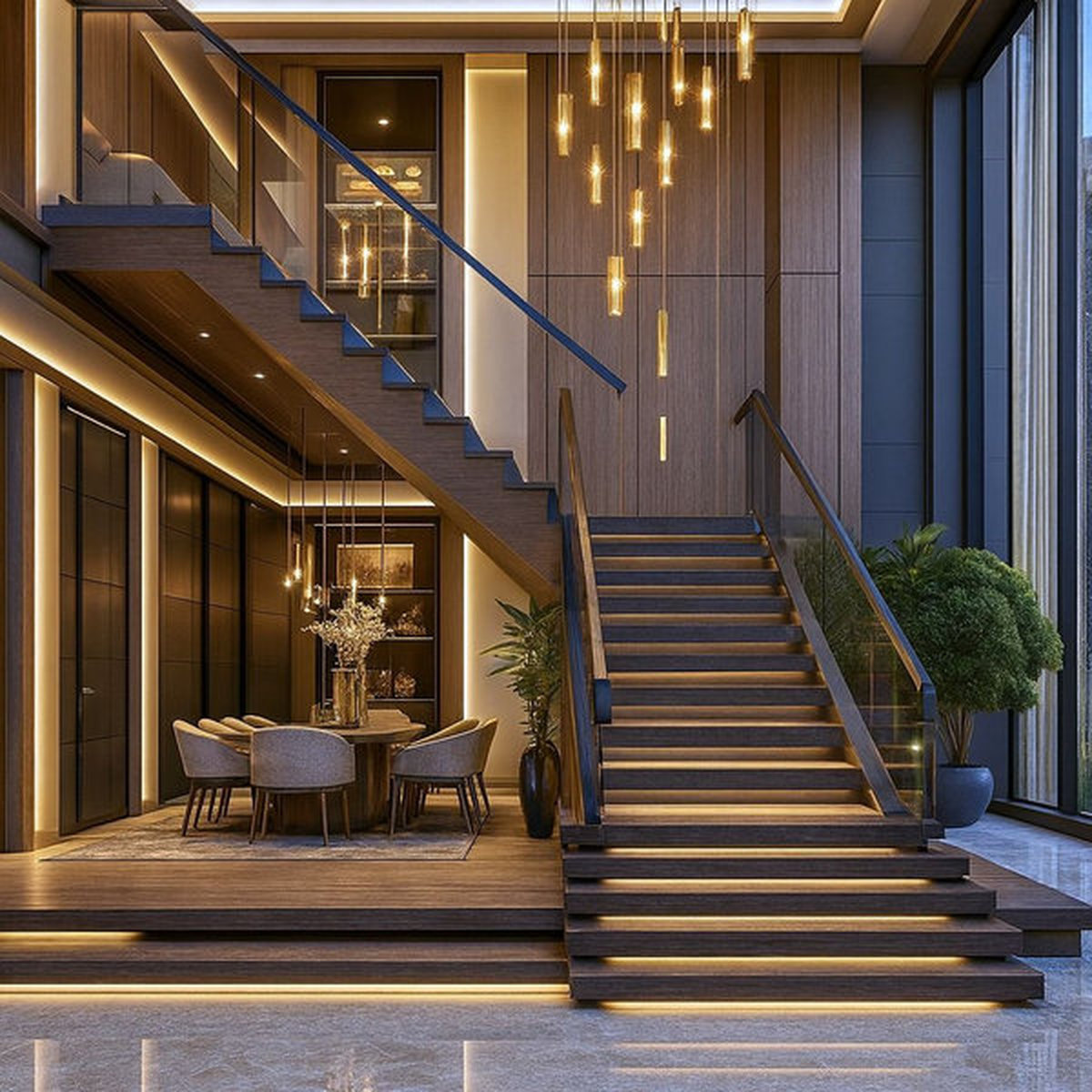 Lan can cầu thang inox kính cường lực