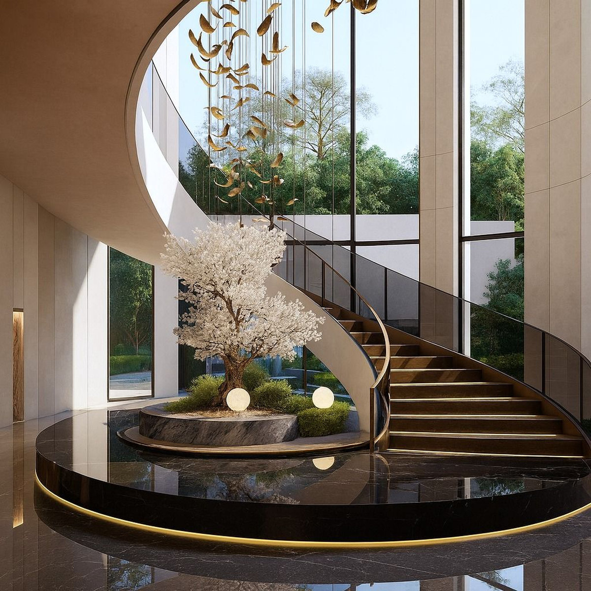 lan can cầu thang kính inox đẹp