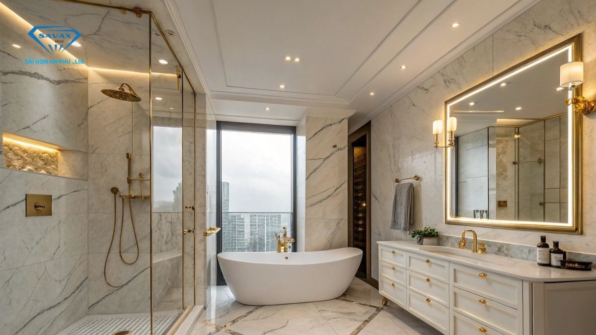 Lắp đặt phòng tắm kính 135 độ