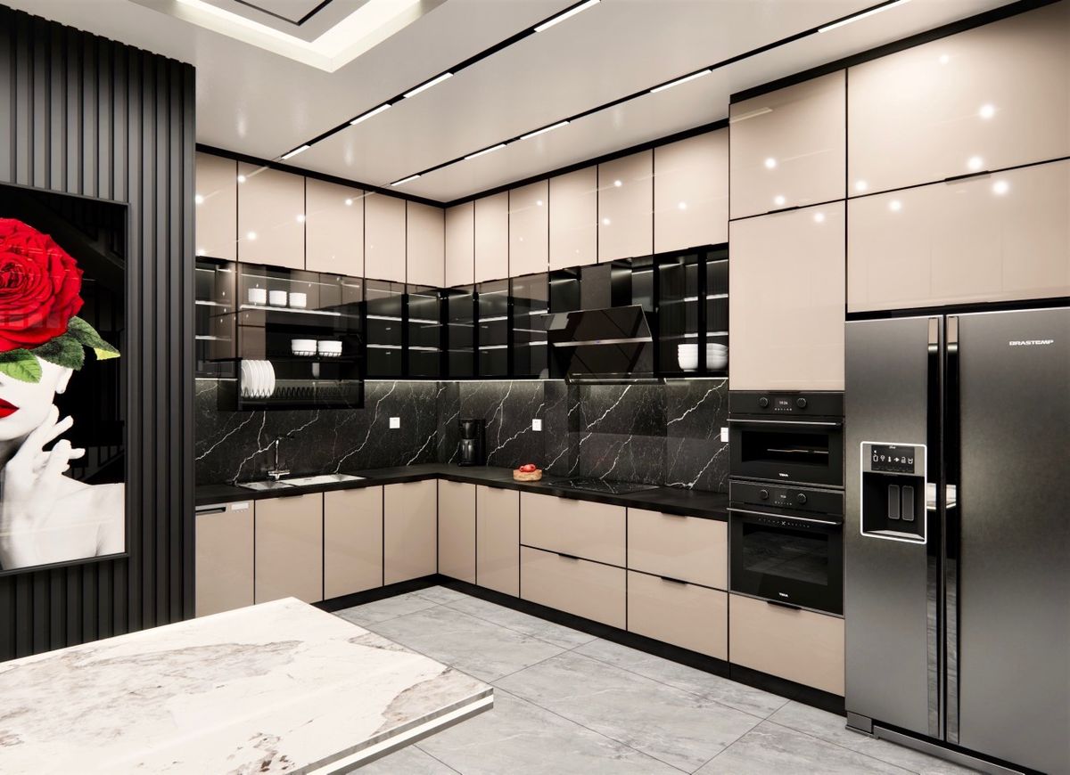 Mẫu tủ bếp inox kính cường lực sang trọng nhất