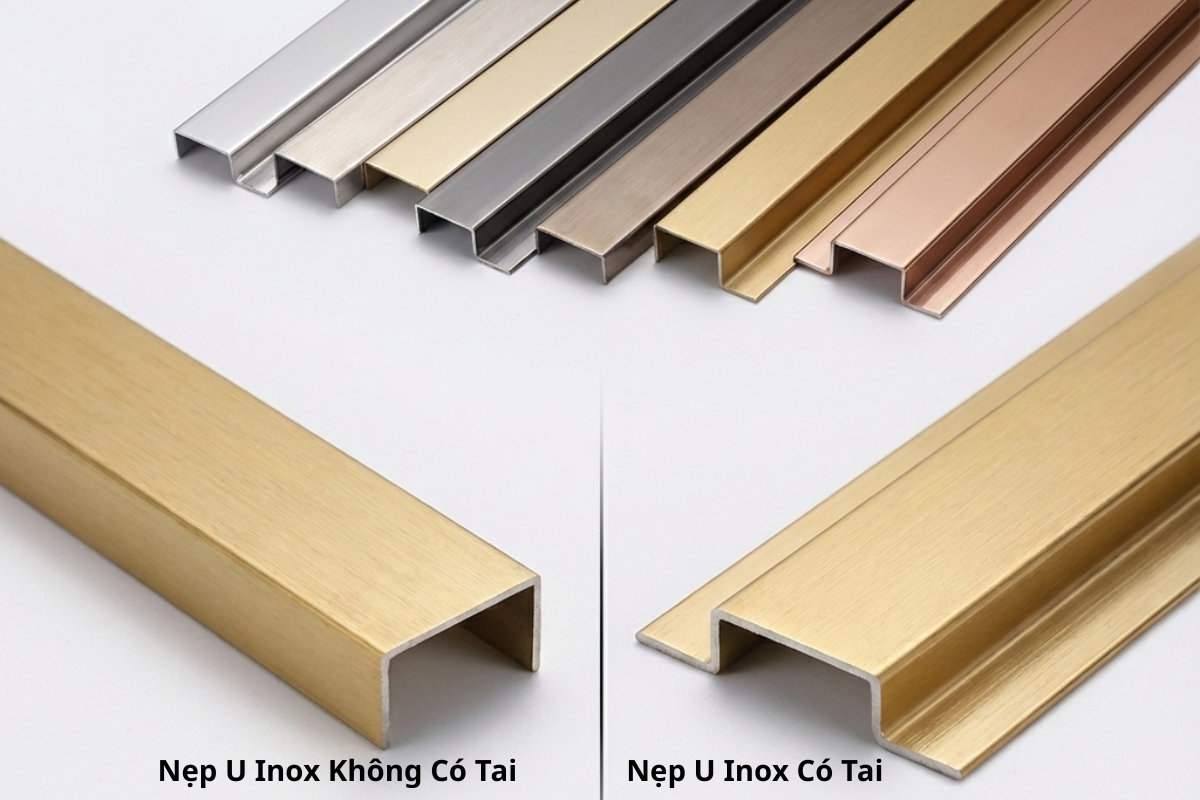nẹp U inox kính cường lực