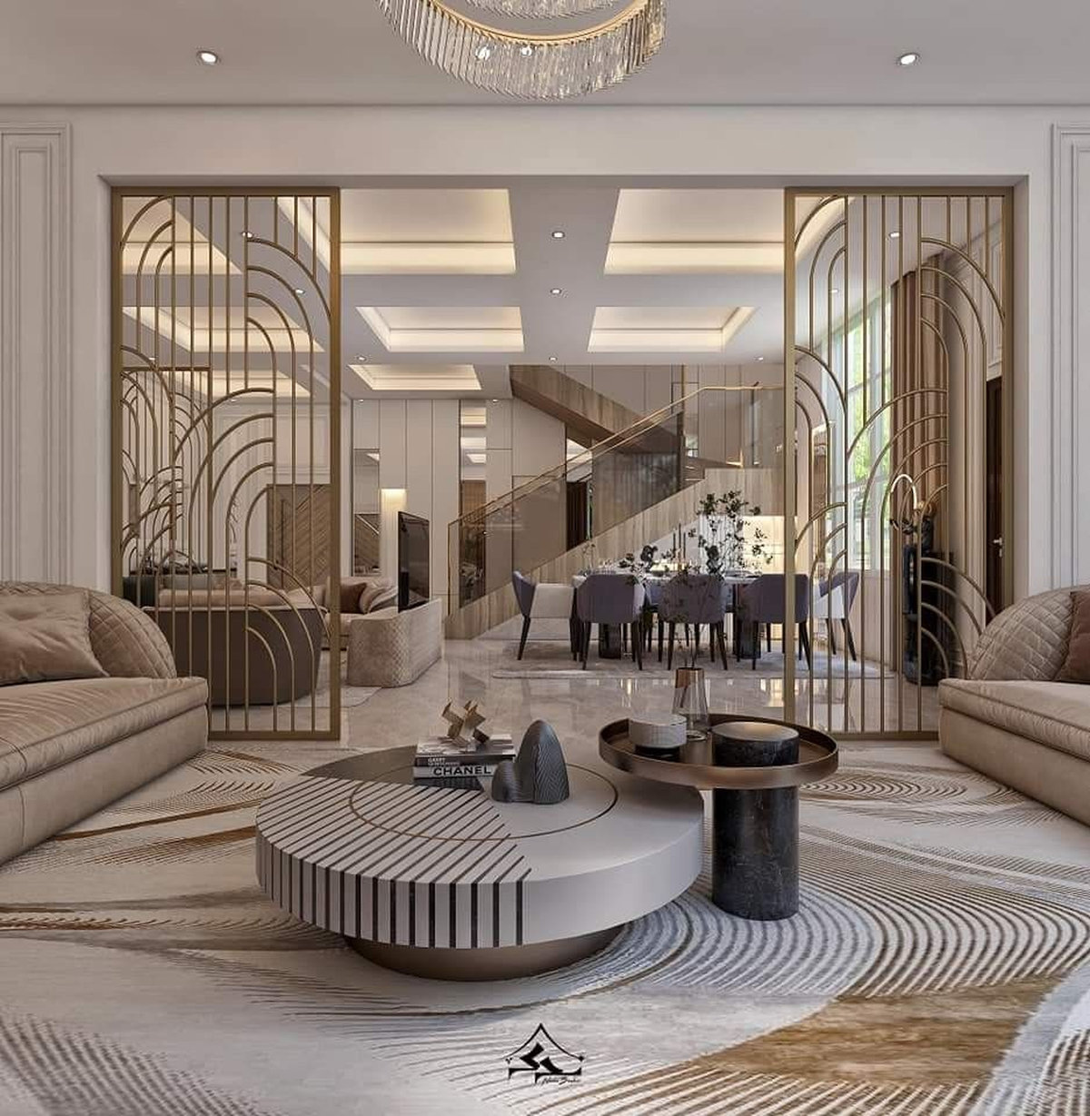 Vách ngăn inox mạ vàng