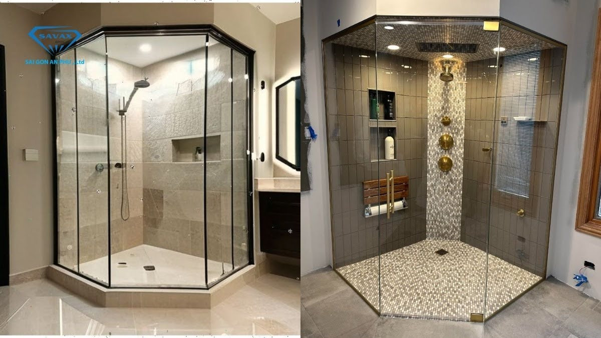 vách tắm kính 135 độ