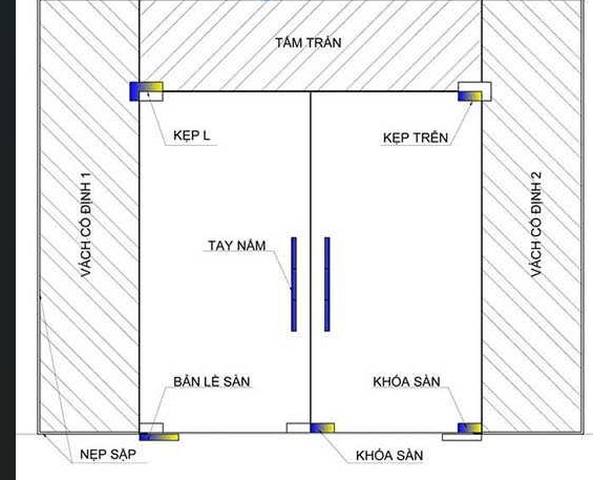 cấu tạo chi tiết của cửa bản lề sàn