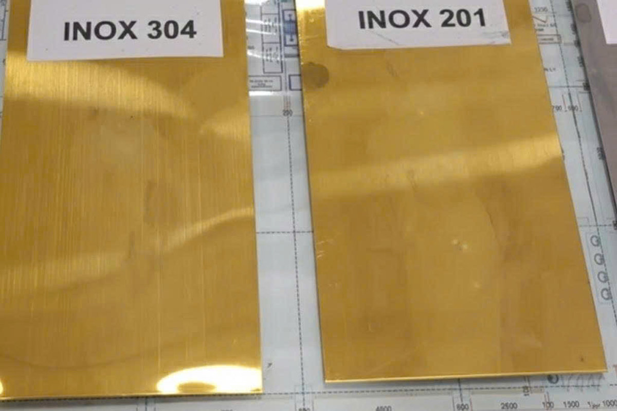 phân loại inox vàng gương trong thi công