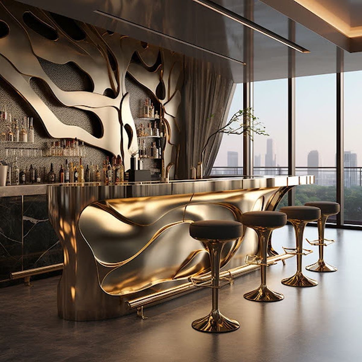 báo giá thiết kế quầy bar inox mạ vàng