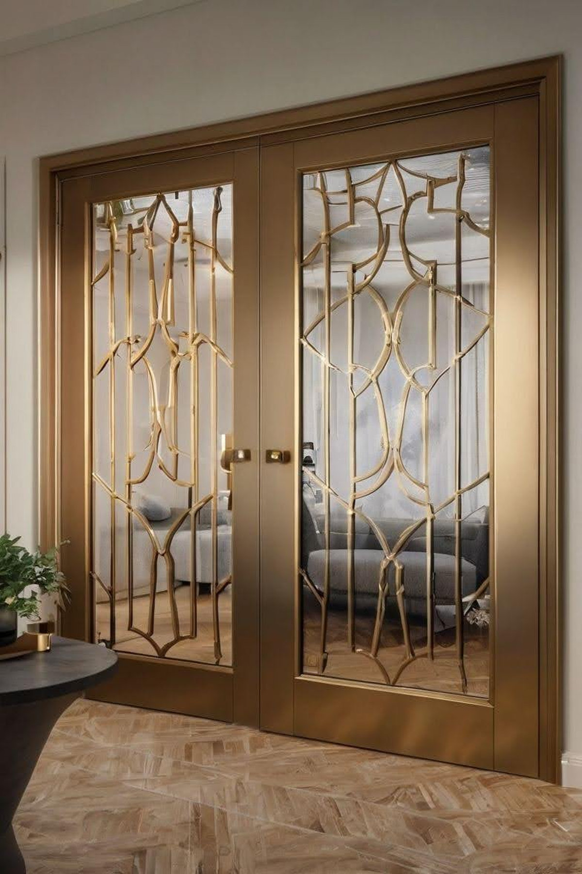 Cửa tùy chỉnh inox mạ vàng